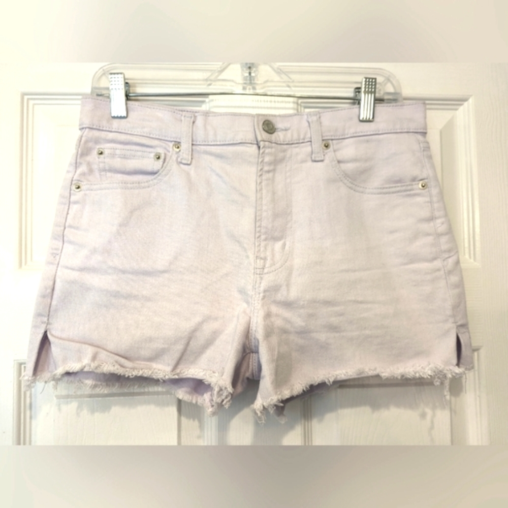 Gap purple 3"shorts size 29" distressed raw ham zip fly mid rise jean cut shorts
